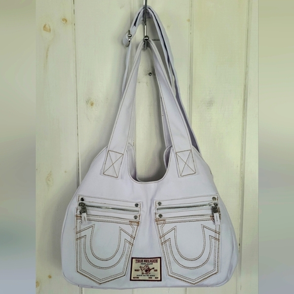 True Religion Horseshoe Stitch Cotton Denim Crossbody Bag - Picture 1 of 12